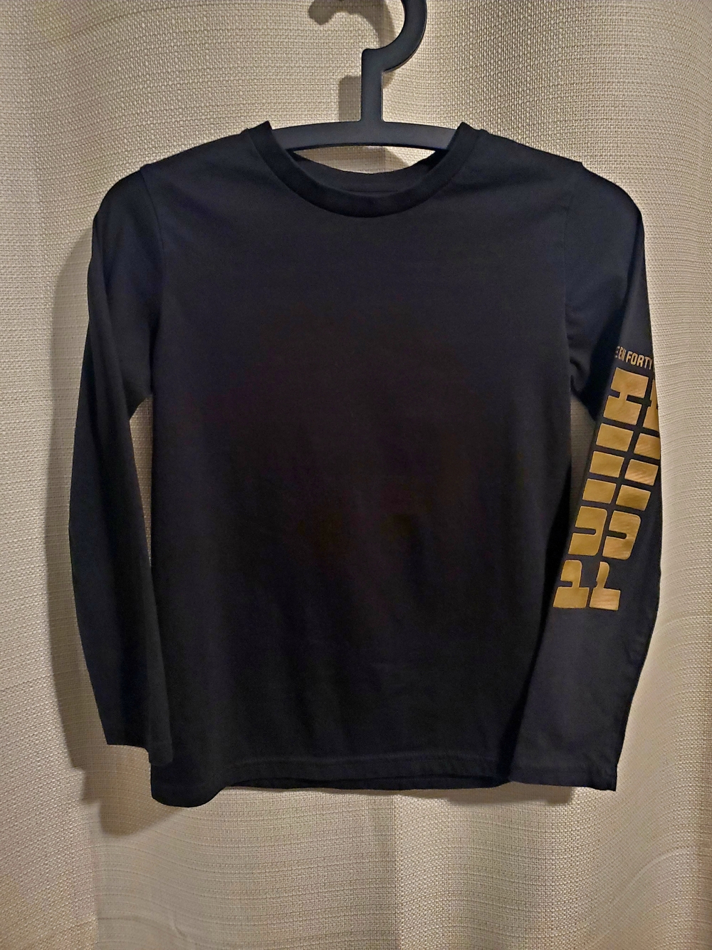 (4/$20) Puma Boy's Black Long Sleeve Tee with Gold Sleeve Graphic